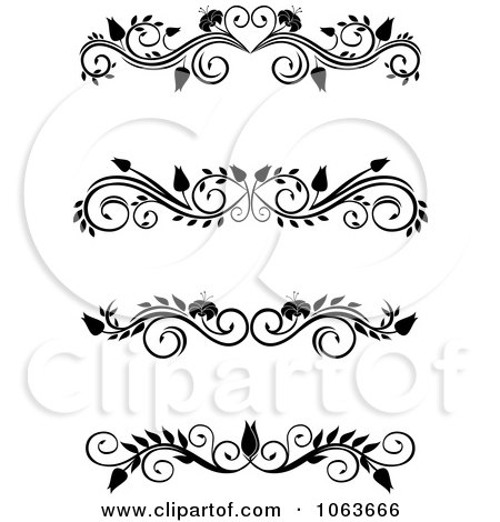 Clipart Black And White Flourish Borders Digital Collage 1 - Royalty Free Vector Illustration by Vector Tradition SM