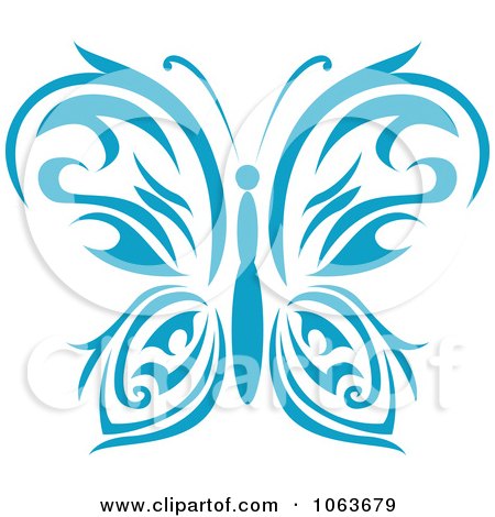 Clipart Blue Tribal Butterfly 2 - Royalty Free Vector Illustration by Vector Tradition SM