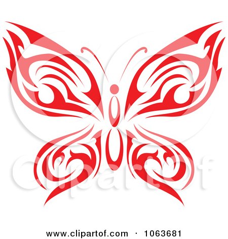 Clipart Red Tribal Butterfly 6 - Royalty Free Vector Illustration by Vector Tradition SM