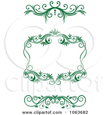 Clipart Green Flourish Borders Digital Collage 7 - Royalty Free Vector Illustration by Vector Tradition SM