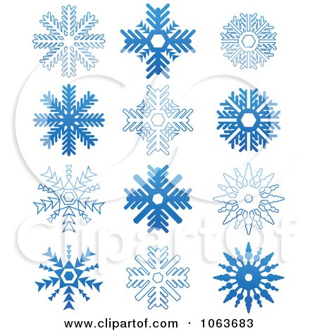 Clipart Snowflakes In Blue Digital Collage 6 - Royalty Free Vector Illustration by Vector Tradition SM