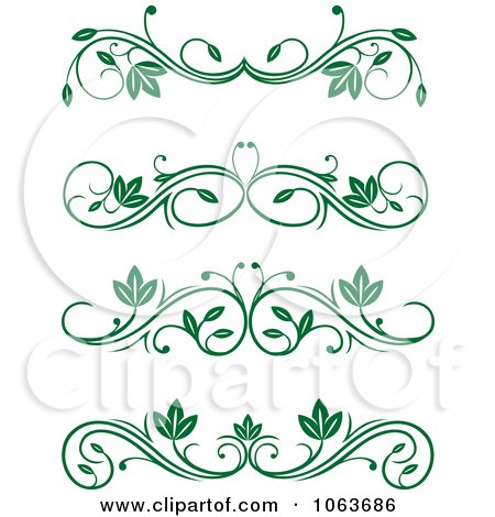 Clipart Green Flourish Borders Digital Collage 9 - Royalty Free Vector Illustration by Vector Tradition SM