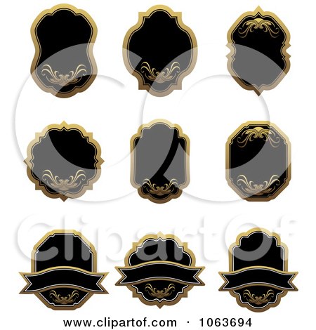 Clipart Blank Gold And Black Labels Digital Collage 2 - Royalty Free Vector Illustration by Vector Tradition SM