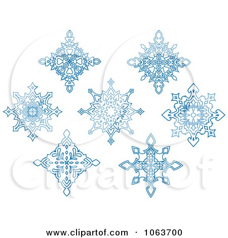 Clipart Snowflakes In Blue Digital Collage 8 - Royalty Free Vector Illustration by Vector Tradition SM