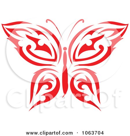 Clipart Red Tribal Butterfly 3 - Royalty Free Vector Illustration by Vector Tradition SM