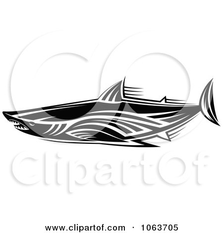 Clipart Tribal Shark Black And White 6 - Royalty Free Vector Illustration by Vector Tradition SM