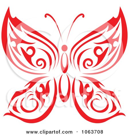 Clipart Red Tribal Butterfly 1 - Royalty Free Vector Illustration by Vector Tradition SM
