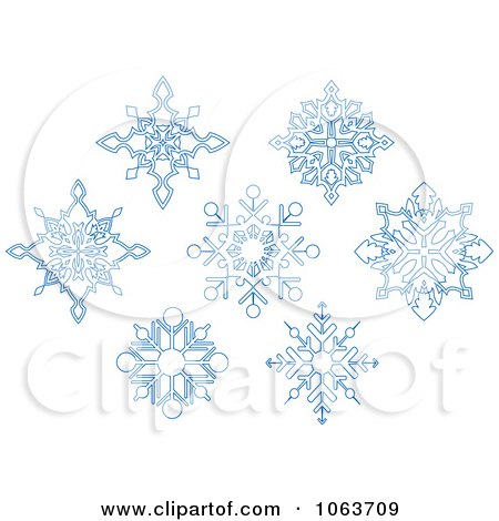 Clipart Snowflakes In Blue Digital Collage 10 - Royalty Free Vector Illustration by Vector Tradition SM