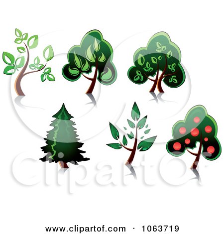 Clipart Trees Digital Collage 7 - Royalty Free Vector Illustration by Vector Tradition SM