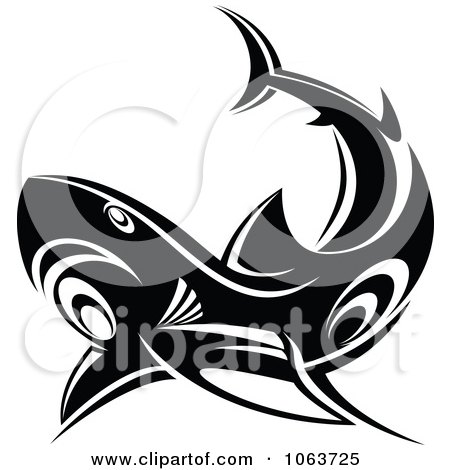Clipart Tribal Shark Black And White 5 - Royalty Free Vector Illustration by Vector Tradition SM