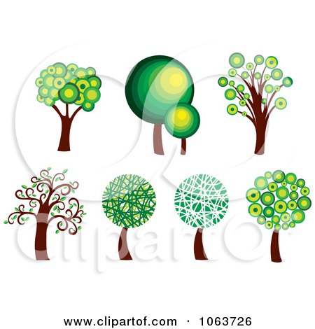 Clipart Trees Digital Collage 5 - Royalty Free Vector Illustration by Vector Tradition SM