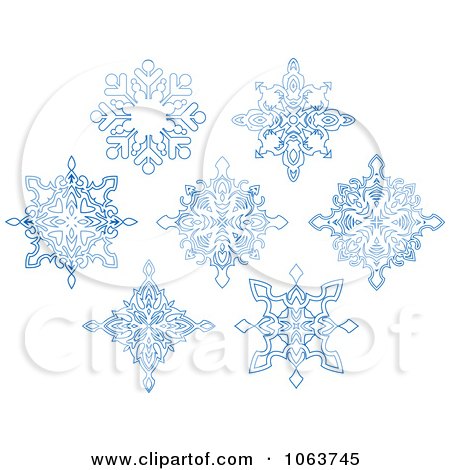 Clipart Snowflakes In Blue Digital Collage 9 - Royalty Free Vector Illustration by Vector Tradition SM