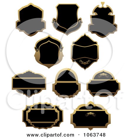 Clipart Blank Gold And Black Labels Digital Collage 4 - Royalty Free Vector Illustration by Vector Tradition SM