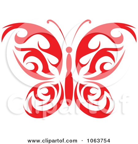 Clipart Red Tribal Butterfly 4 - Royalty Free Vector Illustration by Vector Tradition SM