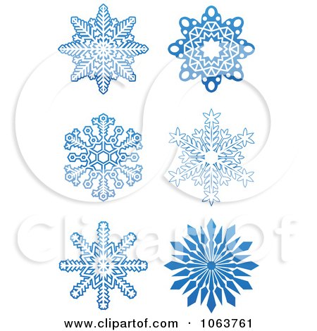 Clipart Snowflakes In Blue Digital Collage 4 - Royalty Free Vector Illustration by Vector Tradition SM