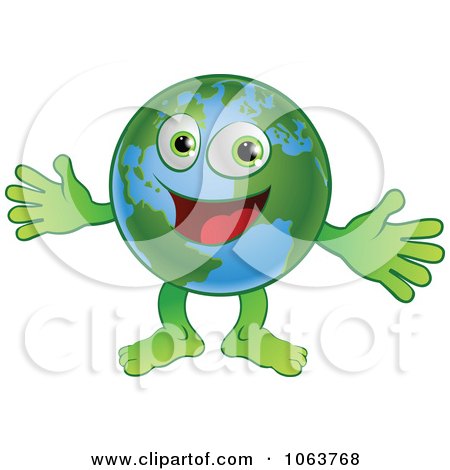 Clipart Happy Globe Welcoming - Royalty Free Vector Illustration by AtStockIllustration