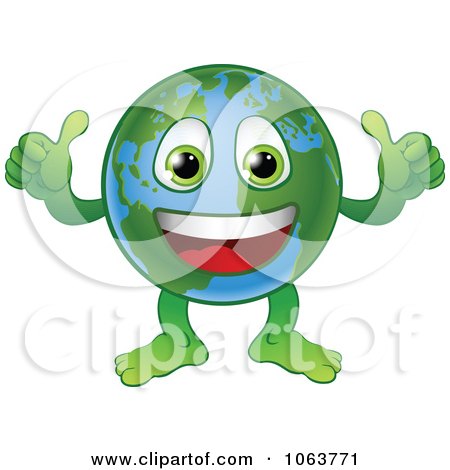Clipart Happy Thumbs Up Globe - Royalty Free Vector Illustration by AtStockIllustration