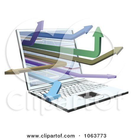 Clipart 3d Laptop With Arrows - Royalty Free Vector Illustration by AtStockIllustration