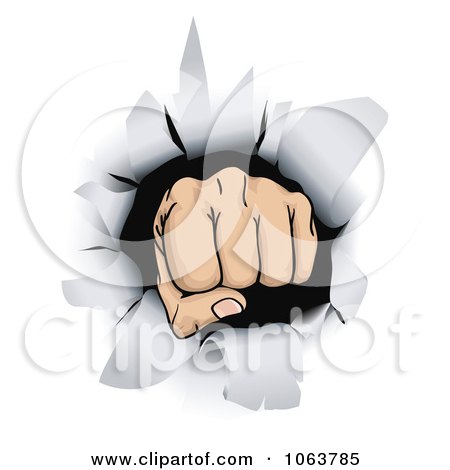 Clipart Fist Punching Through Paper - Royalty Free Vector Illustration by AtStockIllustration