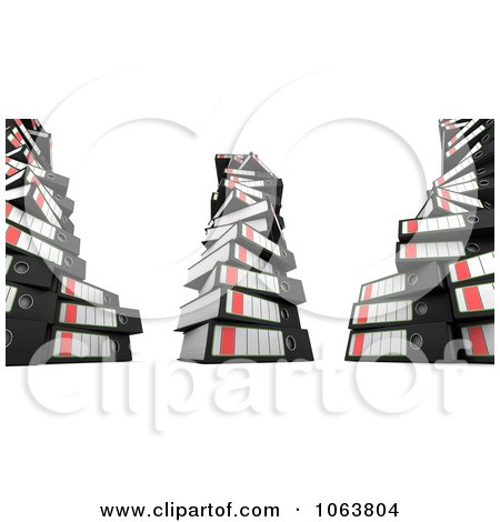 Clipart 3d Messy Stacked Archival Ring Binders - Royalty Free CGI Illustration by stockillustrations
