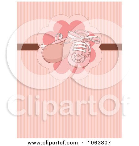 Clipart Pink Baby Shoes And Stripes Background - Royalty Free Vector Illustration by Pushkin