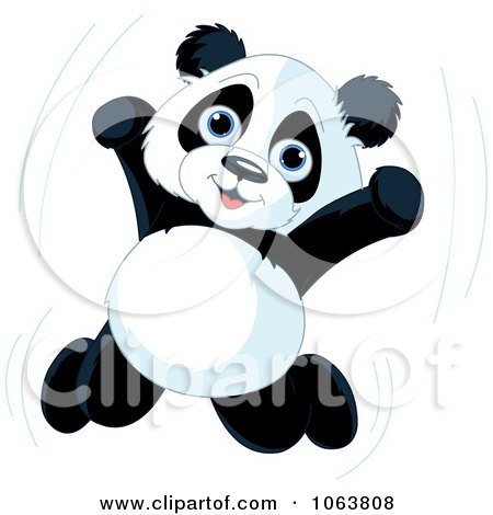 Clipart Happy Panda Jumping - Royalty Free Vector Illustration by Pushkin