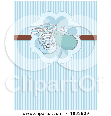 Clipart Blue Baby Shoes And Stripes Background - Royalty Free Vector Illustration by Pushkin