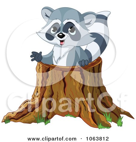 Clipart Raccoon In A Tree Stump - Royalty Free Vector Illustration by Pushkin