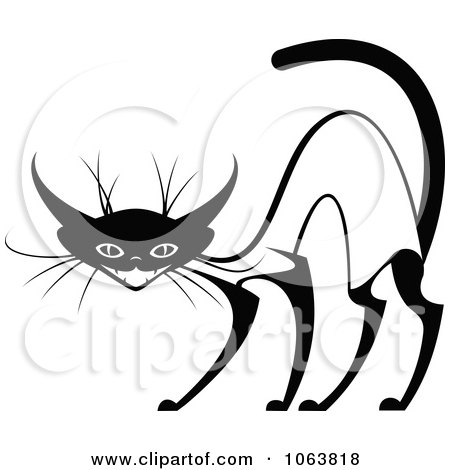 Clipart Evil Siamese Cat Black And White 2 - Royalty Free Vector Illustration by Vector Tradition SM