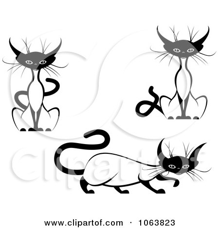 Clipart Siamese Cats Digital Collage 1 - Royalty Free Vector Illustration by Vector Tradition SM
