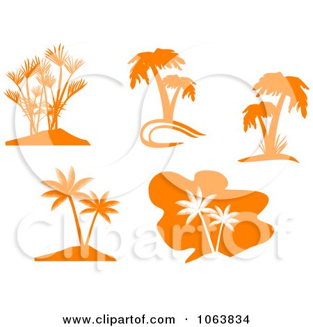 Clipart Orange Palm Tree Logos Digital Collage - Royalty Free Vector Illustration by Vector Tradition SM