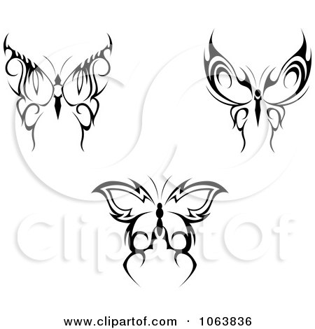 Clipart Black Tribal Butterflies Digital Collage 2 - Royalty Free Vector Illustration by Vector Tradition SM