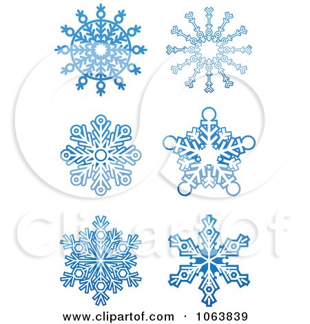 Clipart Snowflakes In Blue Digital Collage 2 - Royalty Free Vector Illustration by Vector Tradition SM