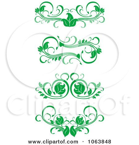 Clipart Green Flourish Borders Digital Collage 1 - Royalty Free Vector Illustration by Vector Tradition SM