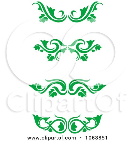 Clipart Green Flourish Borders Digital Collage 2 - Royalty Free Vector Illustration by Vector Tradition SM