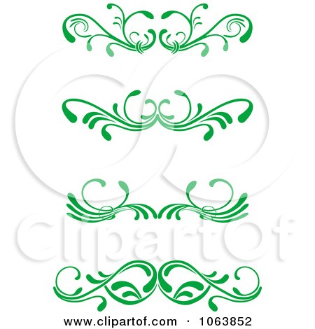 Clipart Green Flourish Borders Digital Collage 6 - Royalty Free Vector Illustration by Vector Tradition SM