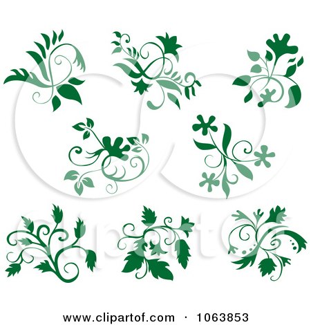 Clipart Green Flourishes Digital Collage - Royalty Free Vector Illustration by Vector Tradition SM