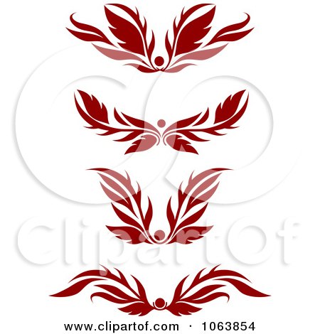 Clipart Red Flourish Borders Digital Collage 1 - Royalty Free Vector Illustration by Vector Tradition SM