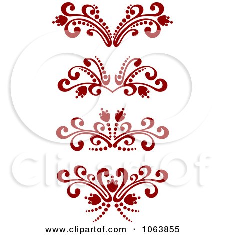 Clipart Red Flourish Borders Digital Collage 2 - Royalty Free Vector Illustration by Vector Tradition SM