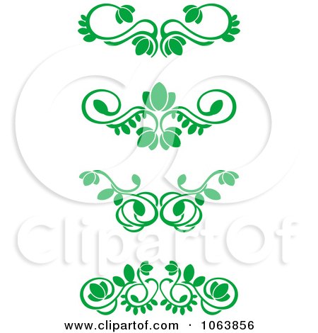 Clipart Green Flourish Borders Digital Collage 4 - Royalty Free Vector Illustration by Vector Tradition SM