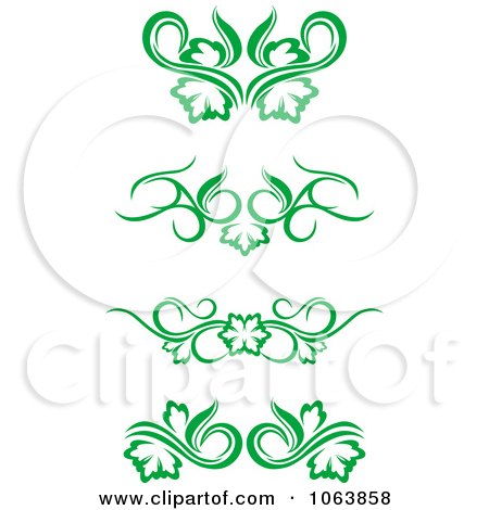 Clipart Green Flourish Borders Digital Collage 3 - Royalty Free Vector Illustration by Vector Tradition SM