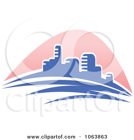 Clipart Blue Skyscraper Logo 53 - Royalty Free Vector Illustration by Vector Tradition SM