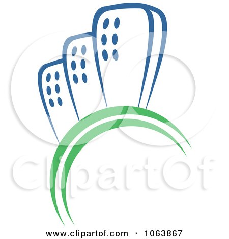 Clipart Blue Skyscraper Logo 50 - Royalty Free Vector Illustration by Vector Tradition SM