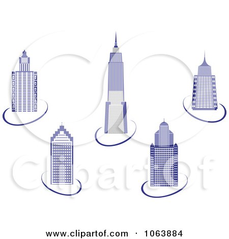Clipart Blue Skyscrapers Digital Collage 2 - Royalty Free Vector Illustration by Vector Tradition SM