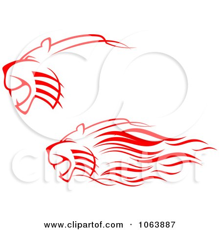 Clipart Red Lions Attacking Digital Collage - Royalty Free Vector Illustration by Vector Tradition SM