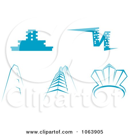 Clipart Blue Skyscrapers Digital Collage 8 - Royalty Free Vector Illustration by Vector Tradition SM