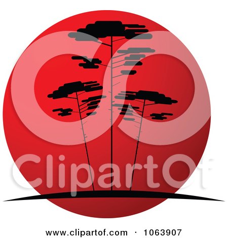 Clipart Acacia Trees At Sunset Logo 2 - Royalty Free Vector Illustration by Vector Tradition SM