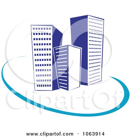 Clipart Blue Skyscraper Logo 48 - Royalty Free Vector Illustration by Vector Tradition SM