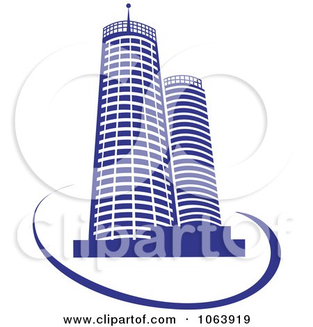 Clipart Blue Skyscraper Logo 19 - Royalty Free Vector Illustration by Vector Tradition SM