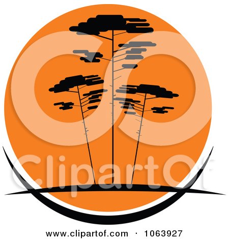Clipart Acacia Trees At Sunset Logo 1 - Royalty Free Vector Illustration by Vector Tradition SM